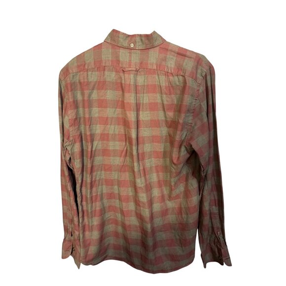 Todd Snyder Mens Plaid Button-Down Shirt M Red & Gray Cotton Made In Portugal - Picture 4 of 4